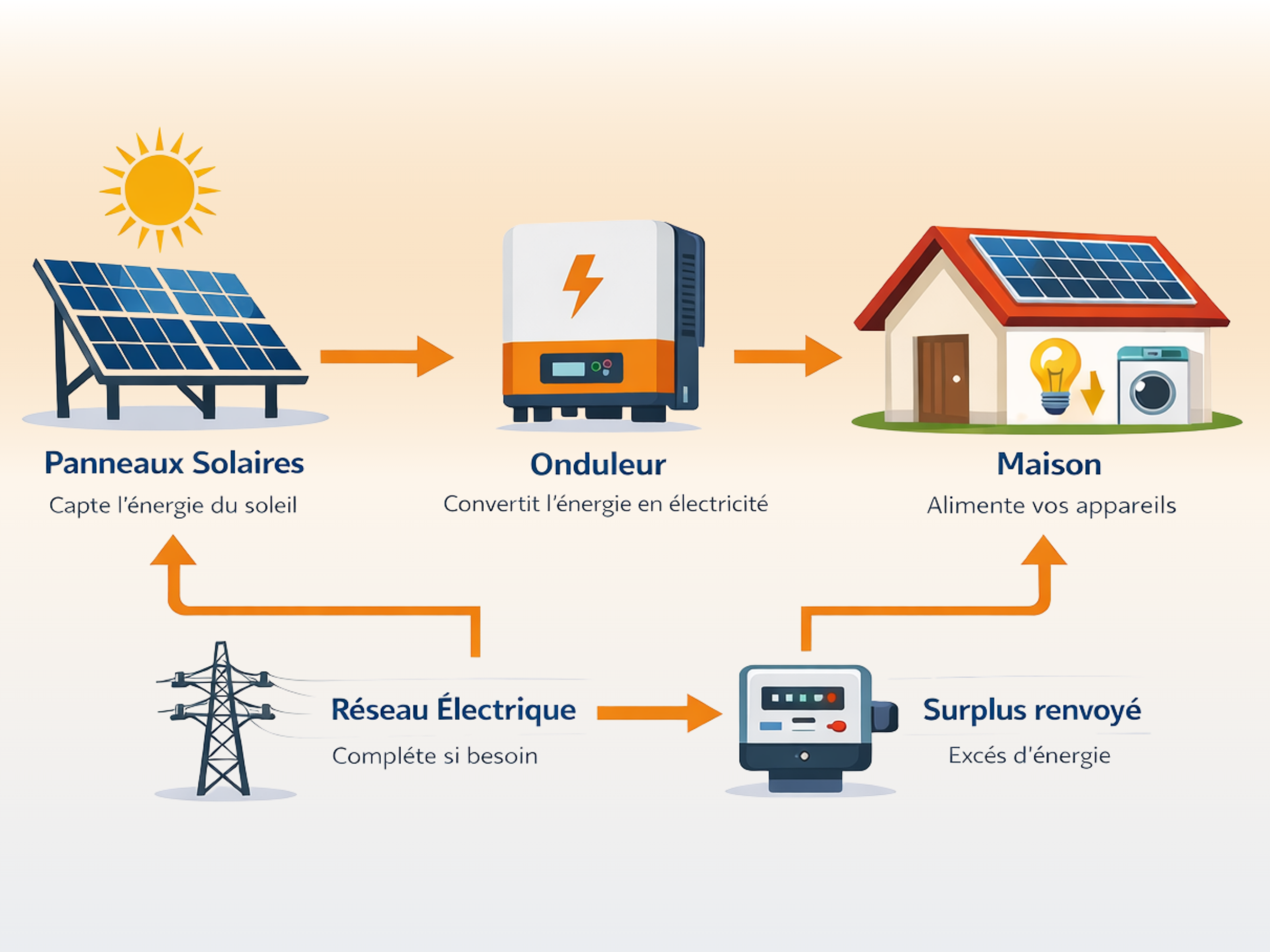 Schéma du principe de l’autoconsommation photovoltaïque en Nouvelle-Calédonie